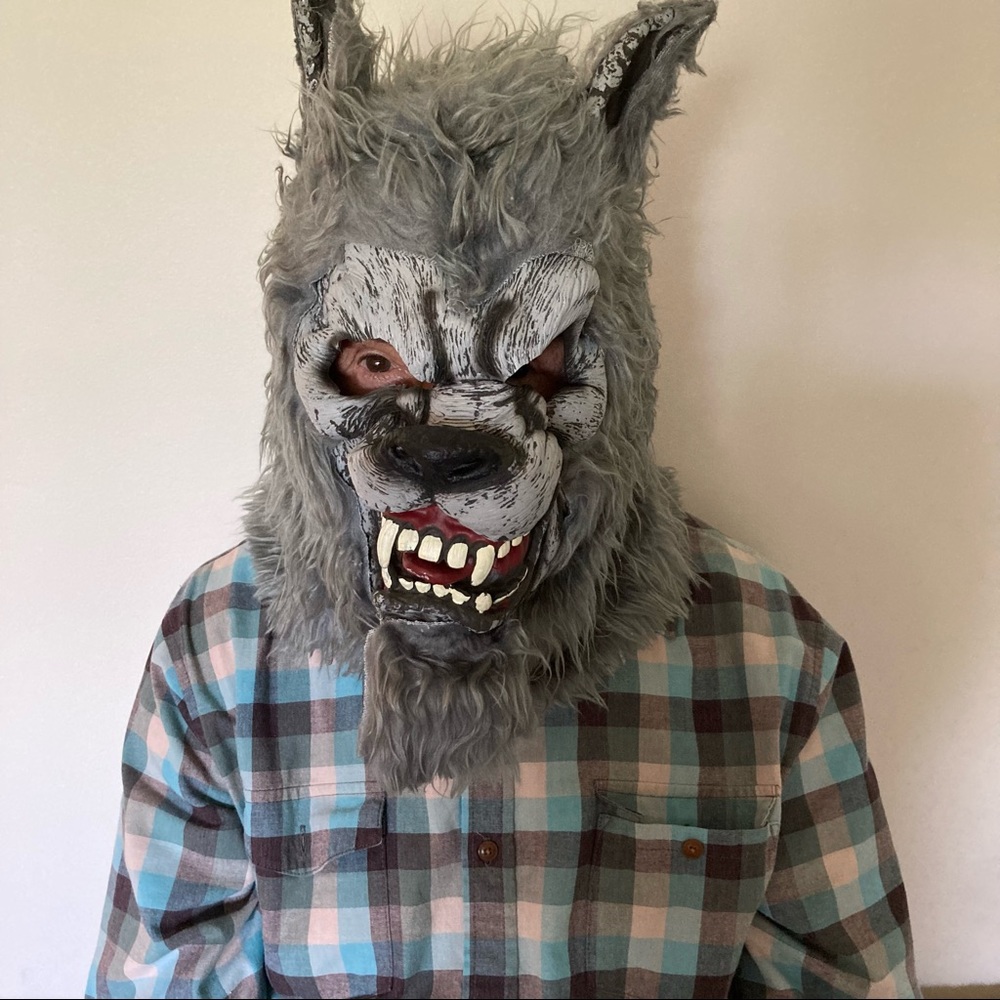 Halloween Snarling Grey Werewolf Mask OSFM